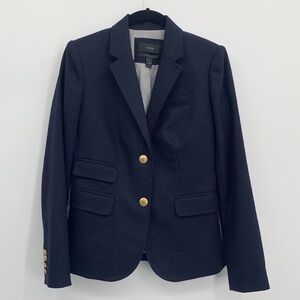J. CREW school boy Blazer in Italian Stretch Wool Navy and Gold Button Details